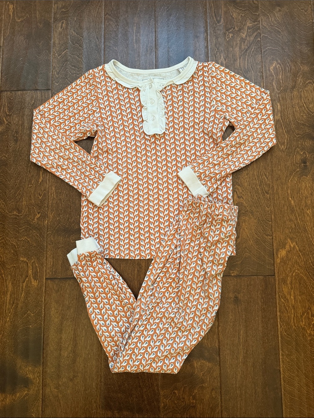 Lila & Hayes Kids Halloween Ghost Printed PJ Set 100% Pima cotton